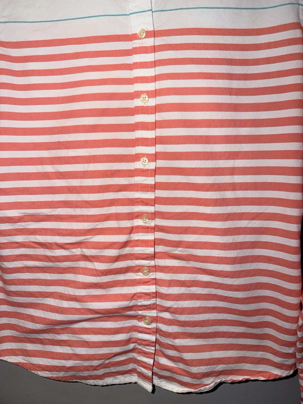 Banana Republic Women’s M White/Red Striped Woven Cotton Long Sleeve Button-Up