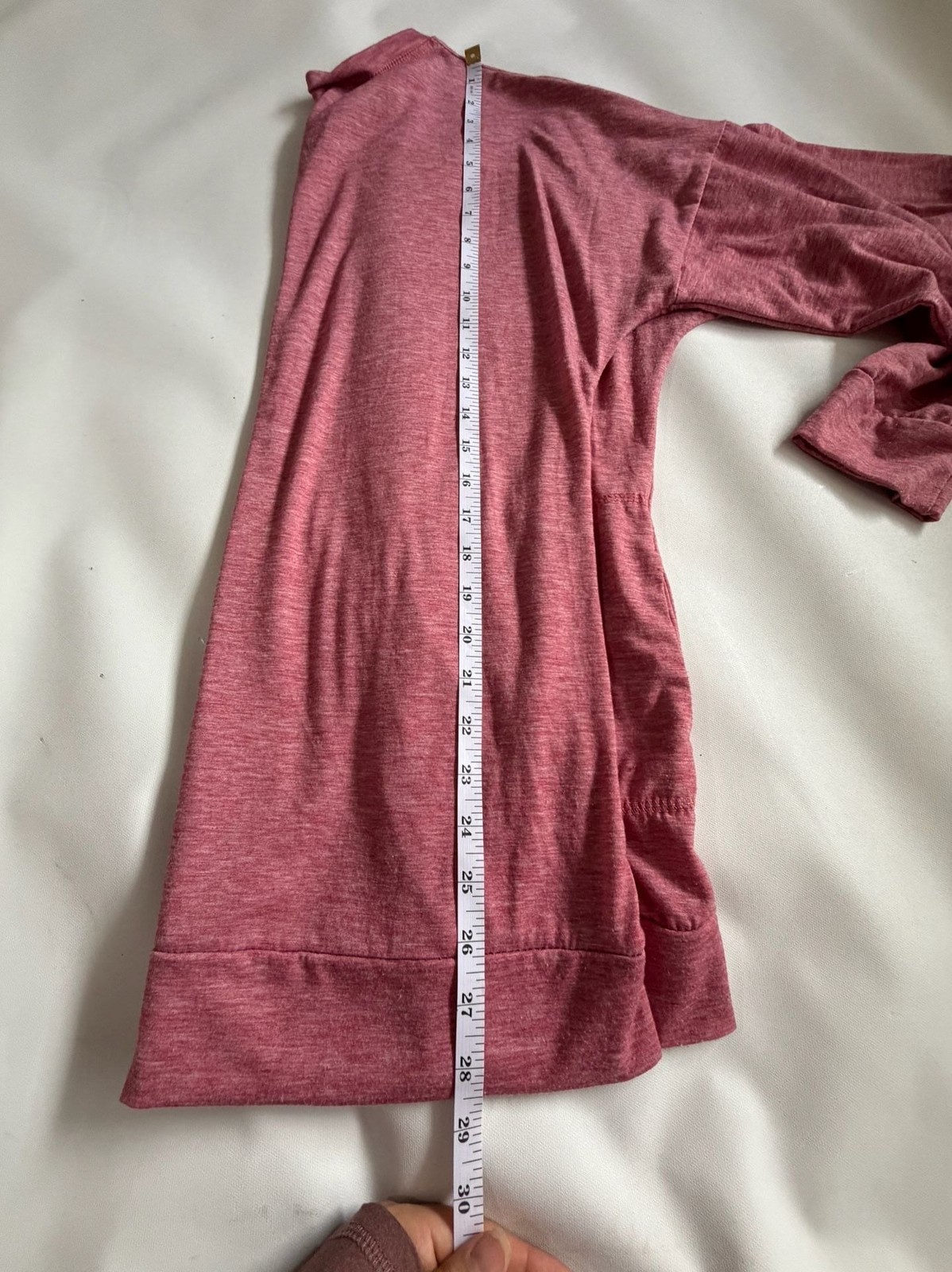 Womens Long Sleeve Tunic Top Red Heathered Crewneck Pockets Casual Pullover
