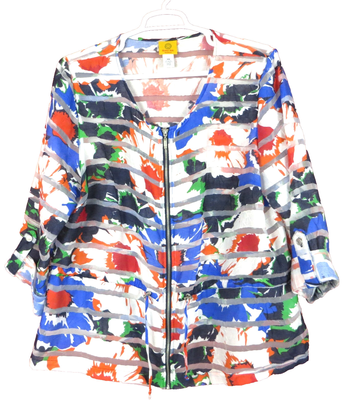 TB05595- RUBY RD Women’s Rayon Blouse Long Sleeve Floral Multicolor Size 18W