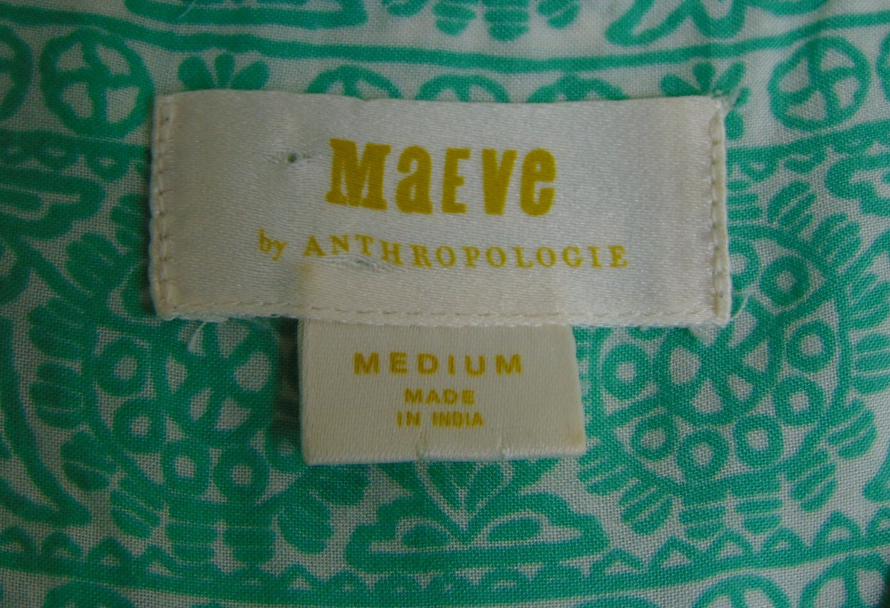 Maeve by Anthropologie Petunia Pintuck Sleeveless Top Blouse M Green Floral