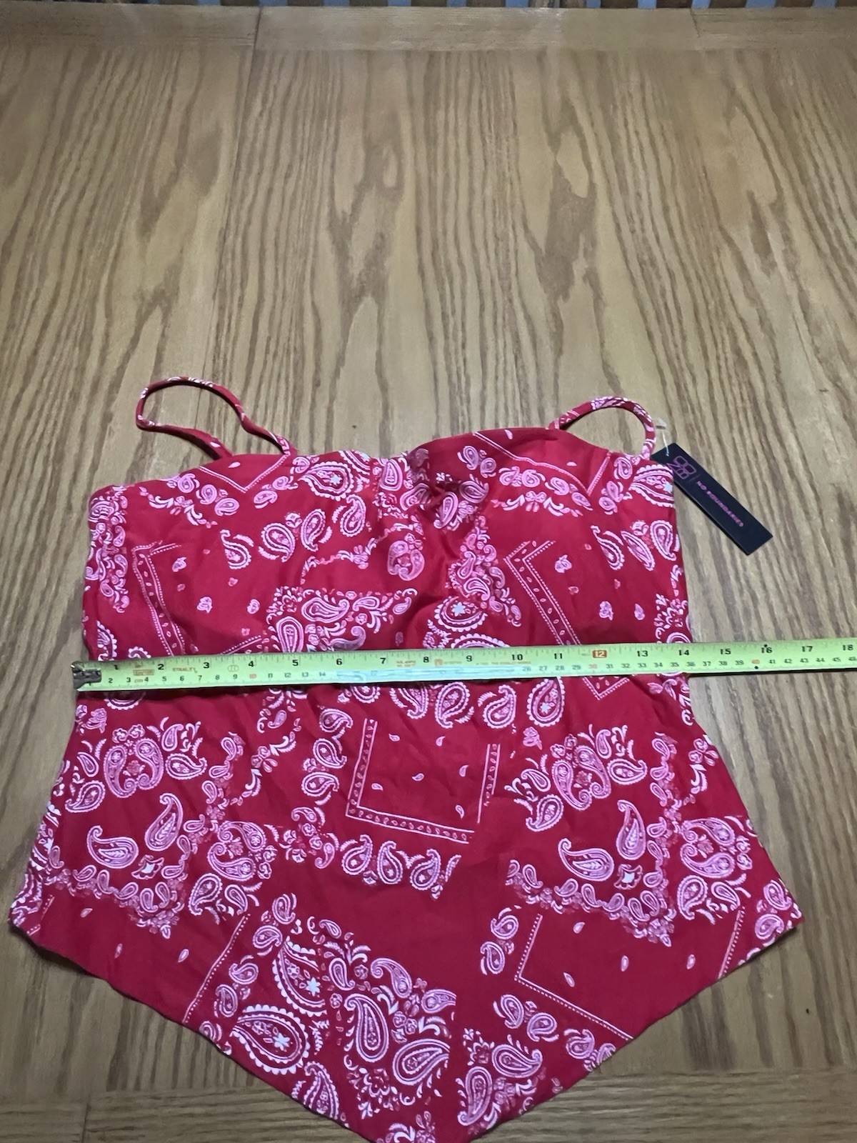 NWT NOBO No Boundaries Large (11-13) Red Bandana Top Padded Cups
