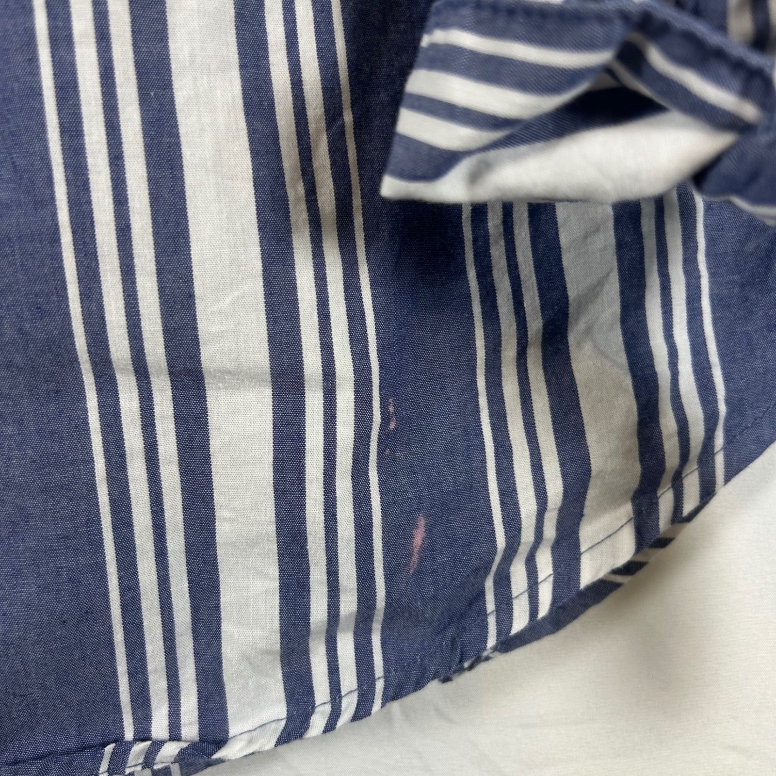 No Comment NY LA Off The Shoulder Striped Blouse Blue White XL Tie Sleeve