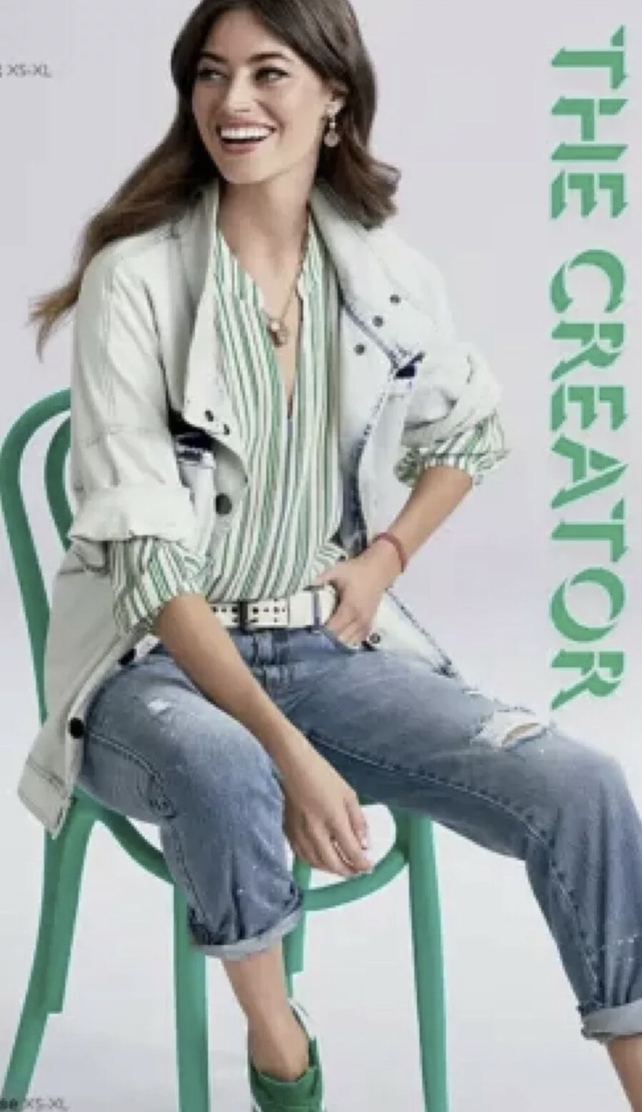 Cabi New NWT Awning Stripe Blouse #5893 Ivory Green Stripe XS – L