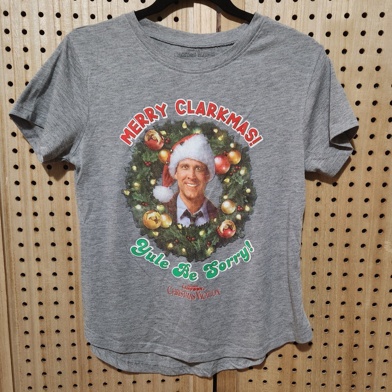 National Lampoons Christmas Vacation Merry Clarkmas Tee T Shirt Top Womens Sz S