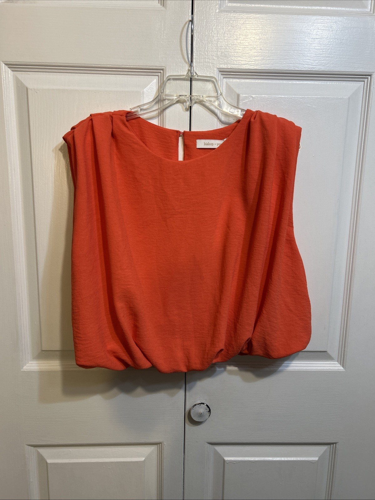 NWT “Bishop + Young” Serafina Bubble Top Size L Large Tangerine Shade Sleeveless