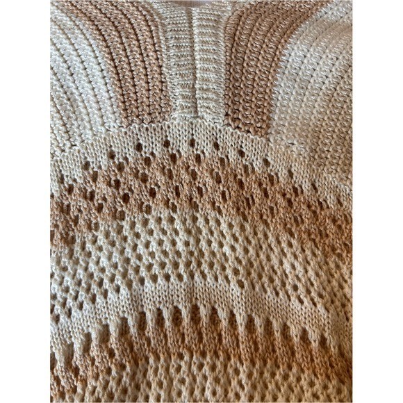 Madden NYC Crochet Knit Cream and Tan Cropped Tank Top Blouse Size XXXL