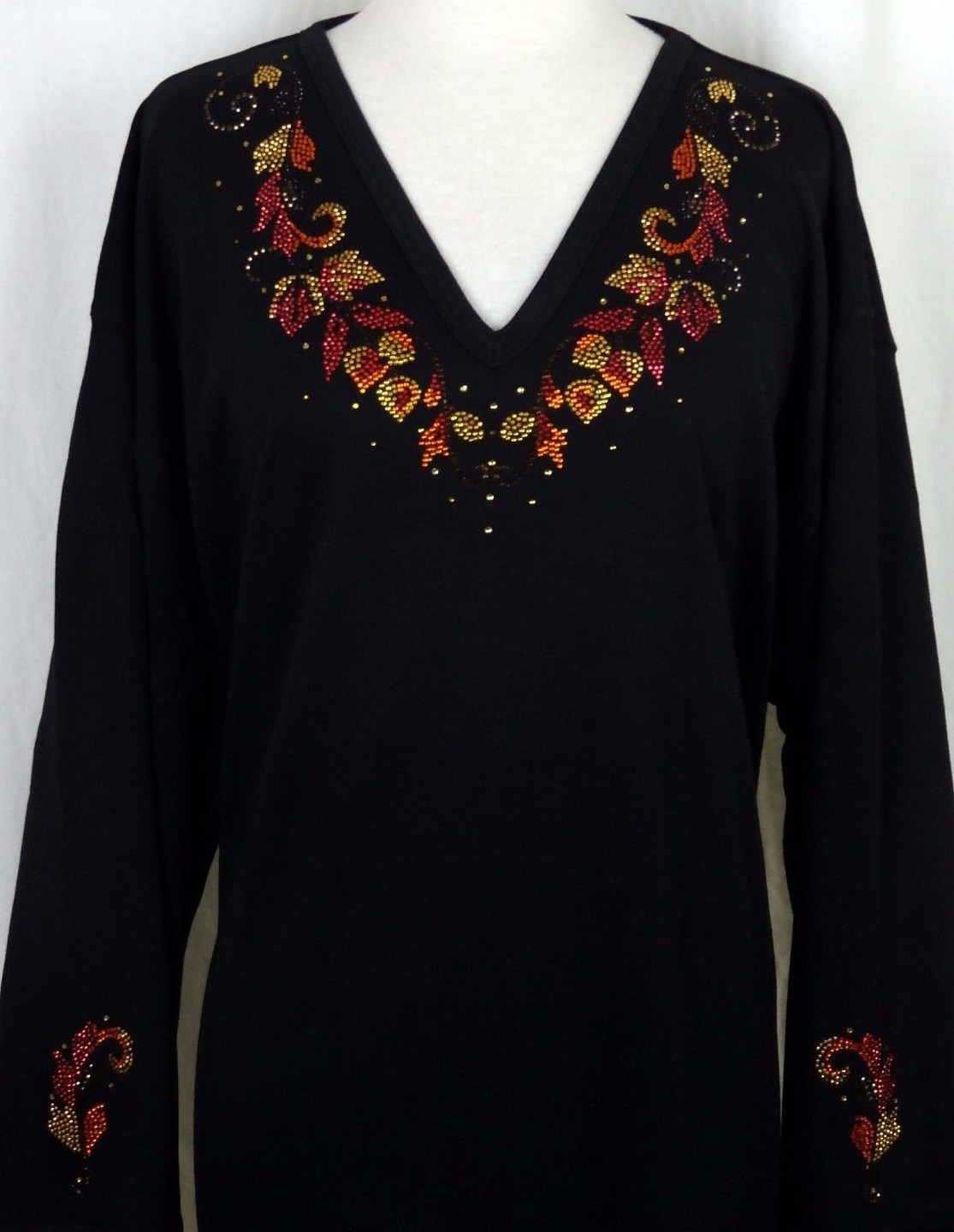 Small Medium Large or X-Large Top Rhinestone Embellished Autumn Vines Design