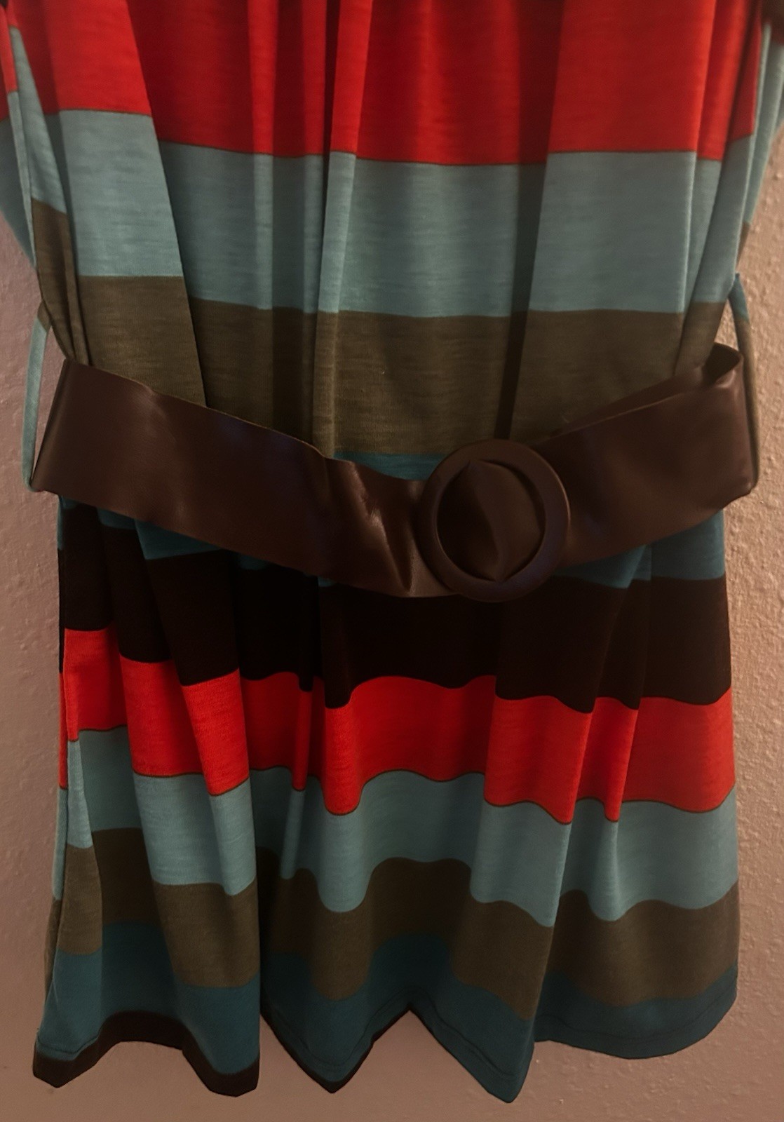 Annabelle 1XL Plus Striped Scoop Neck Short Sleeve Fit & Flare Top
