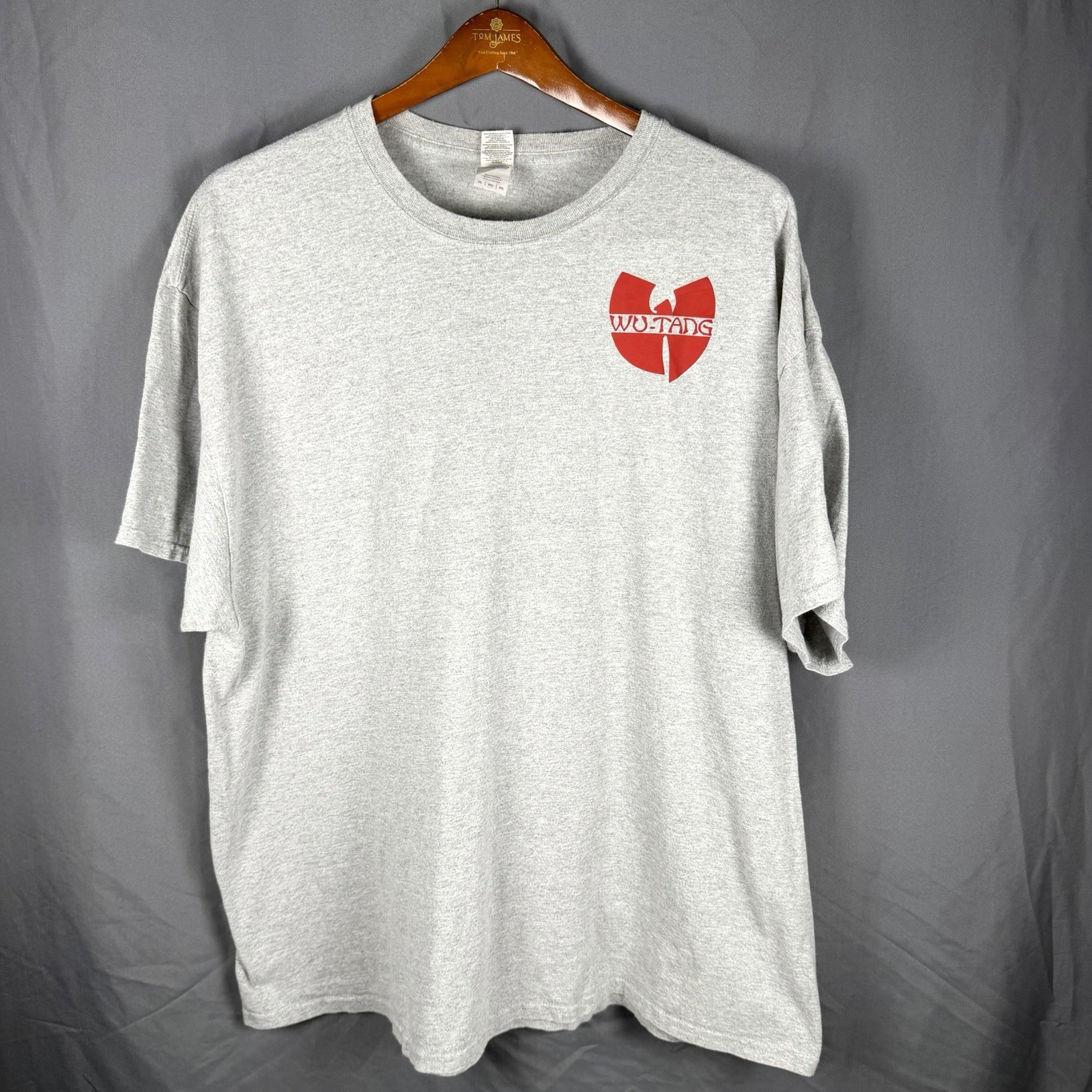 Wu Tang Clan W Mens T Shirt Music Hip Hop Gray Oversized Y2K