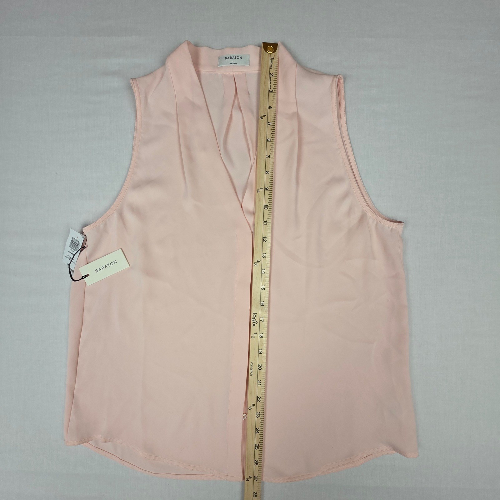 Aritzia Babaton Power Blouse Sleeveless Top Women Large Blush Pink V-Neck