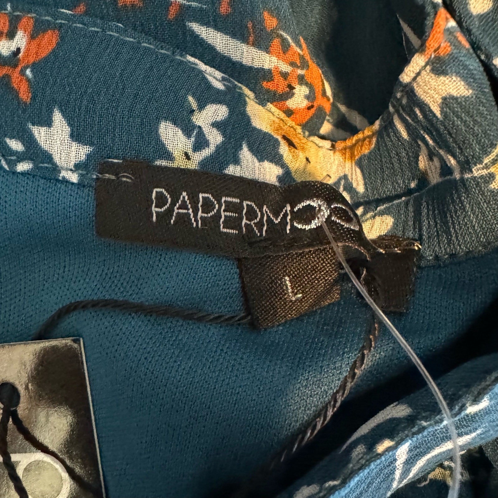 Papermoon Teal Floral Sleeveless Blouse NWT Size Large