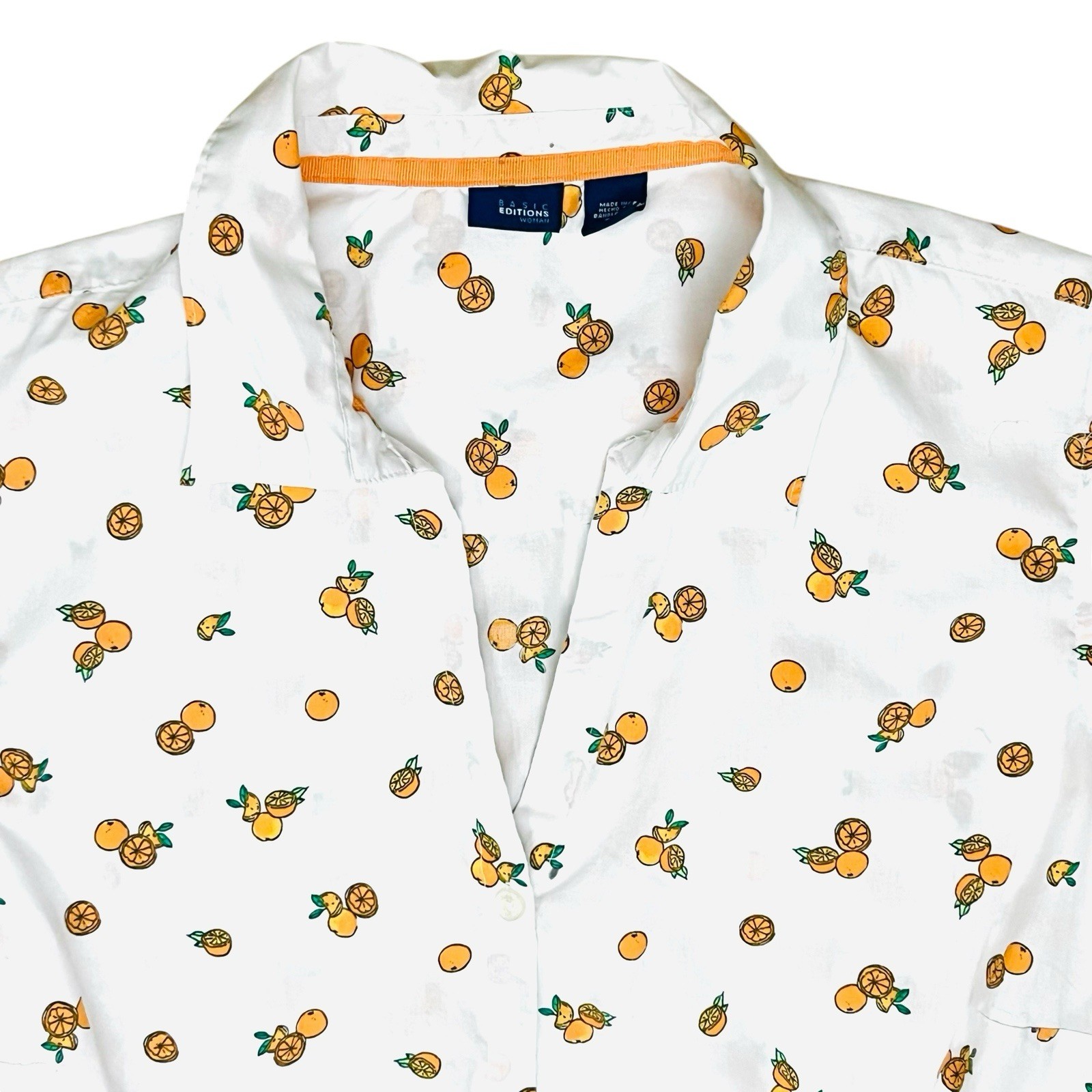 Vtg Basic Editions Top Lot/3 Polk Dots, Parrot Bird & Orange Print Buttons 2XL