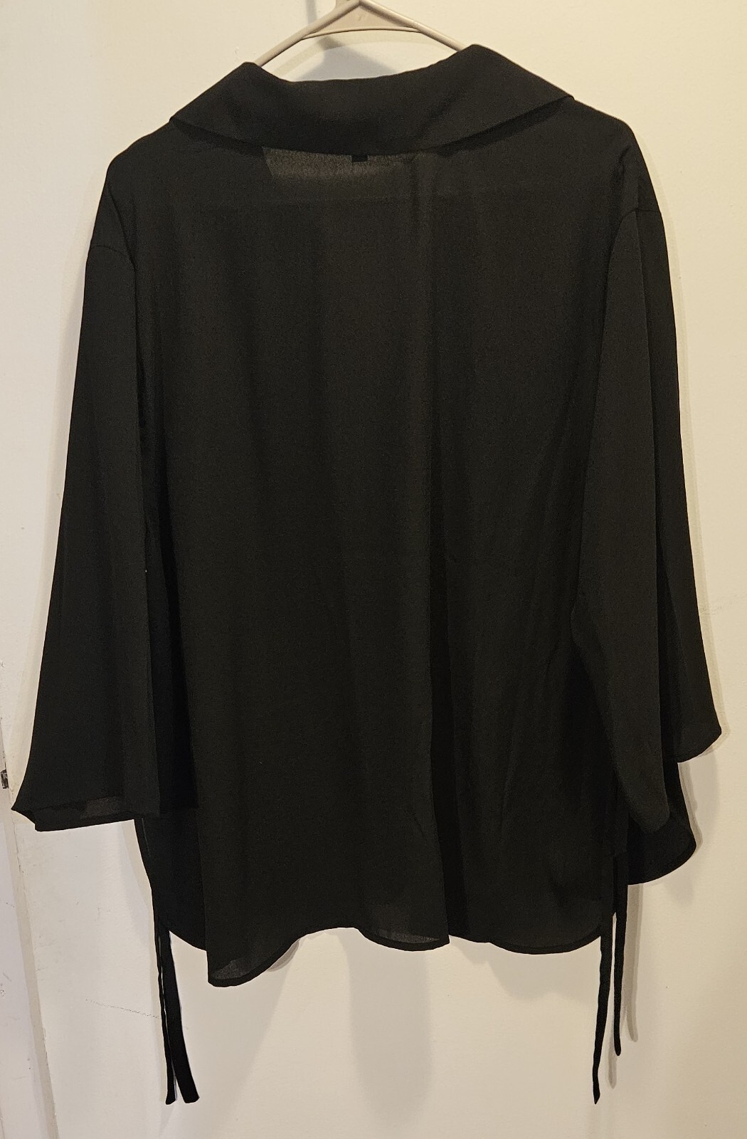 Eloquii Black V-Neck Blouse w/ Side Ties 3/4 Length Sleeves – Sz. 16 – NWT