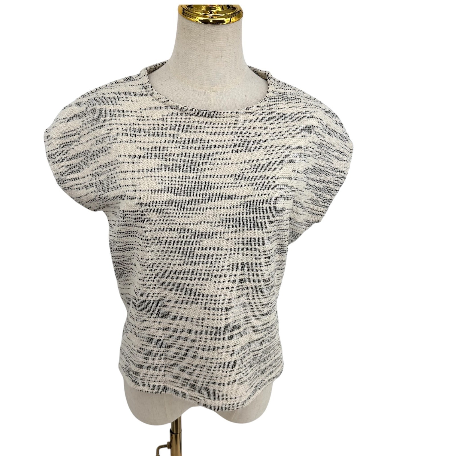 Billy Reid Knit Top Women XS Black White Textured Minimalist Luxury Italian Knit