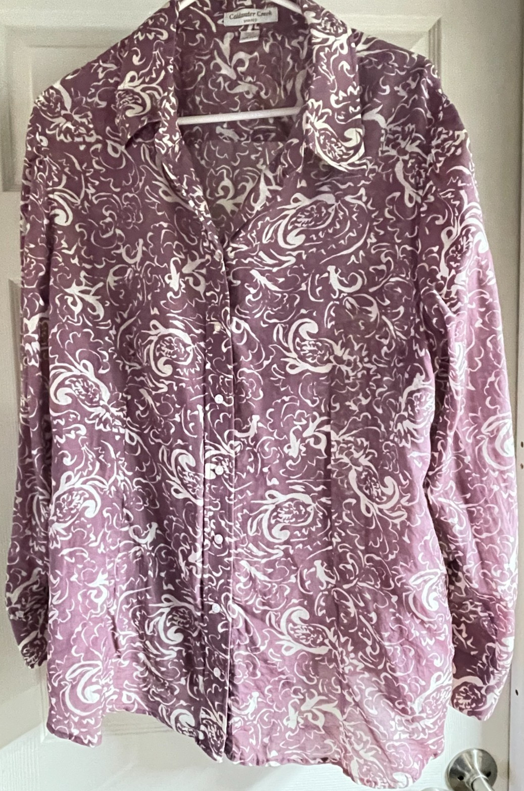 Coldwater Creek Shaped Light Purple Cotton-Silk Blend LS Shirt, 2X 20W – 22W