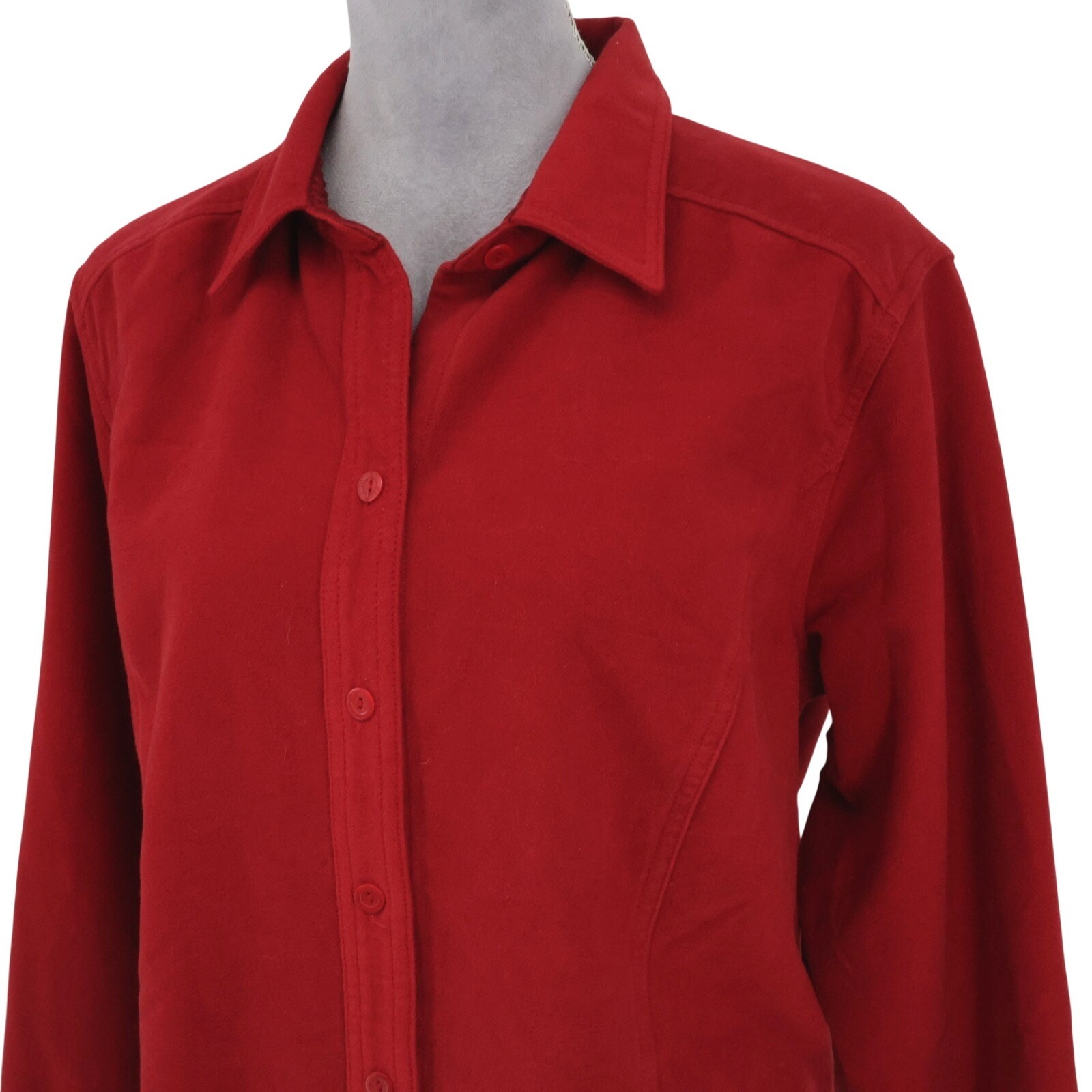 Eddie Bauer Top Jacket Womens XL Red Felt Button Up Shacket Outdoor Gorpcore