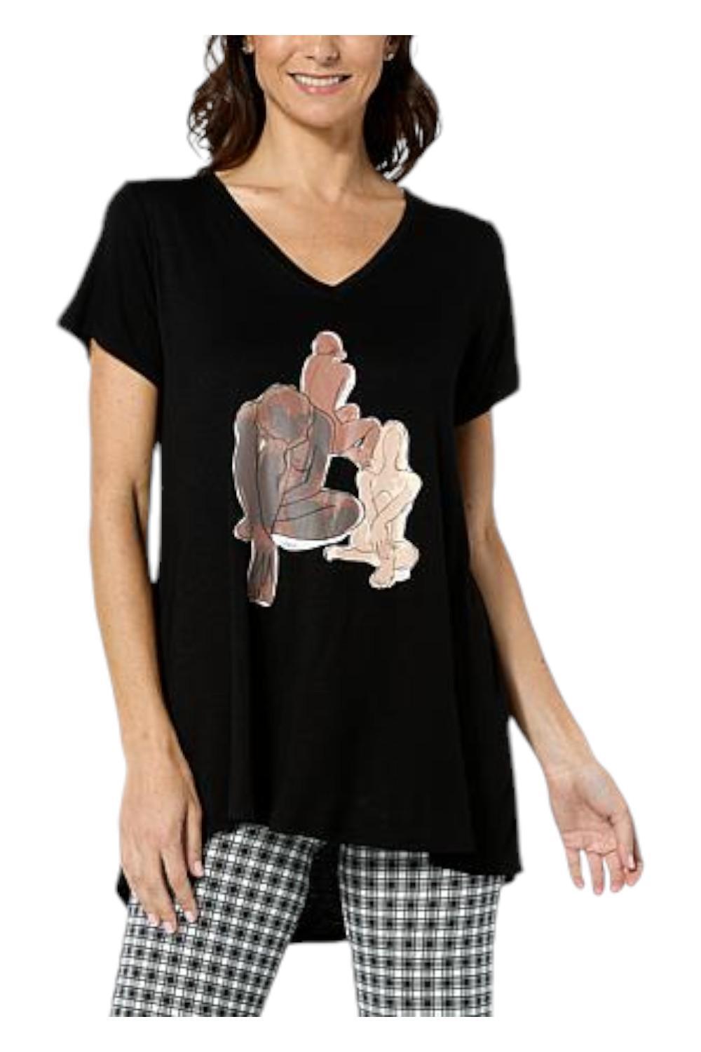 HUE Women’s Perfect Graphic Legging Tee Black