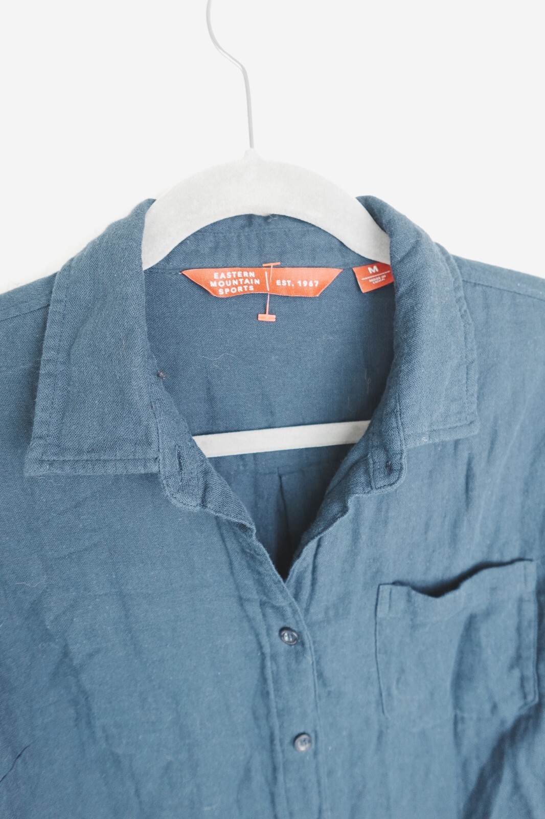 Women’s Eastern Mountain Sports Shirt M Blue Cotton Navy Blue Long Sleeve Casual
