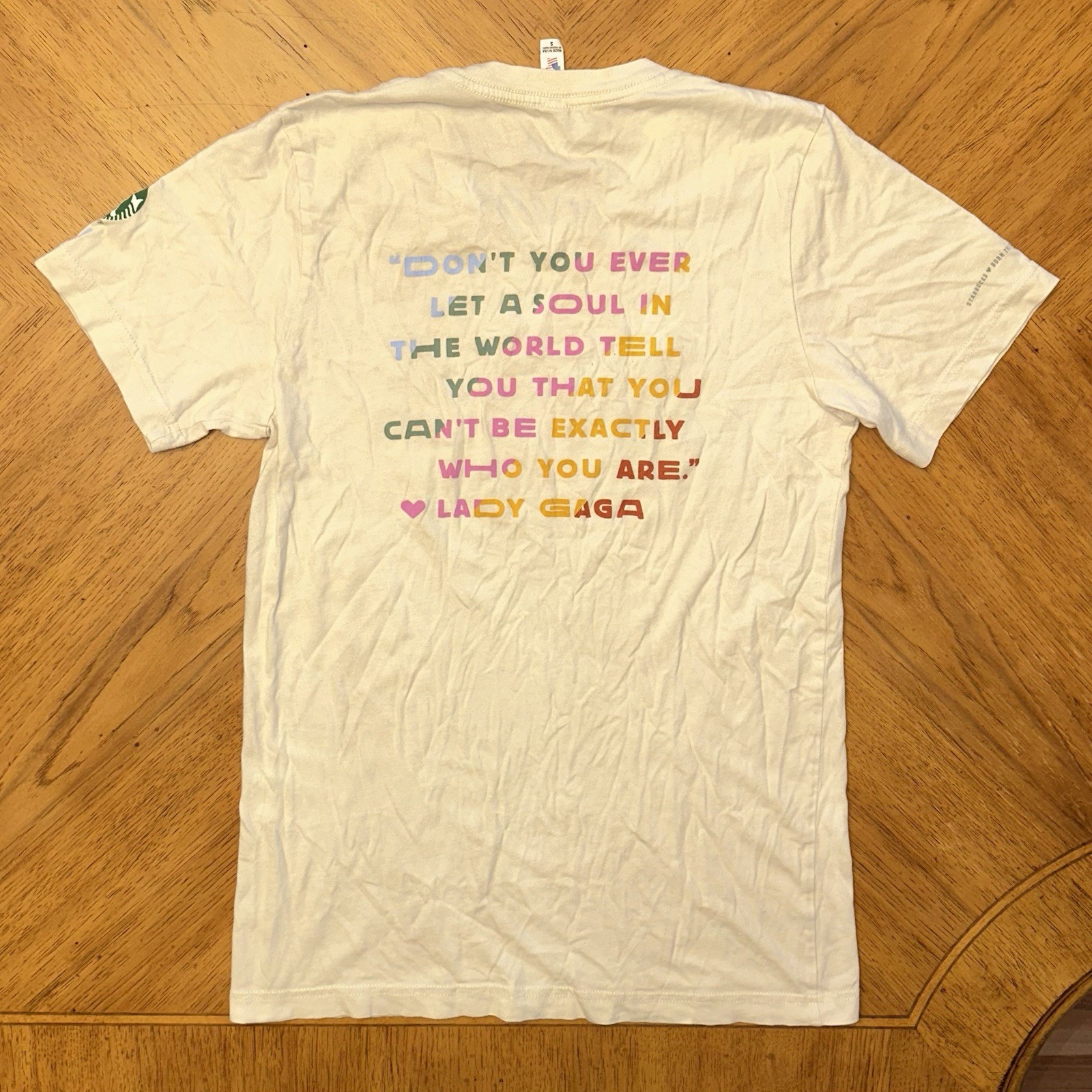 Starbucks X Lady Gaga Pride TShirt Size Small All Together Now Beige Collab