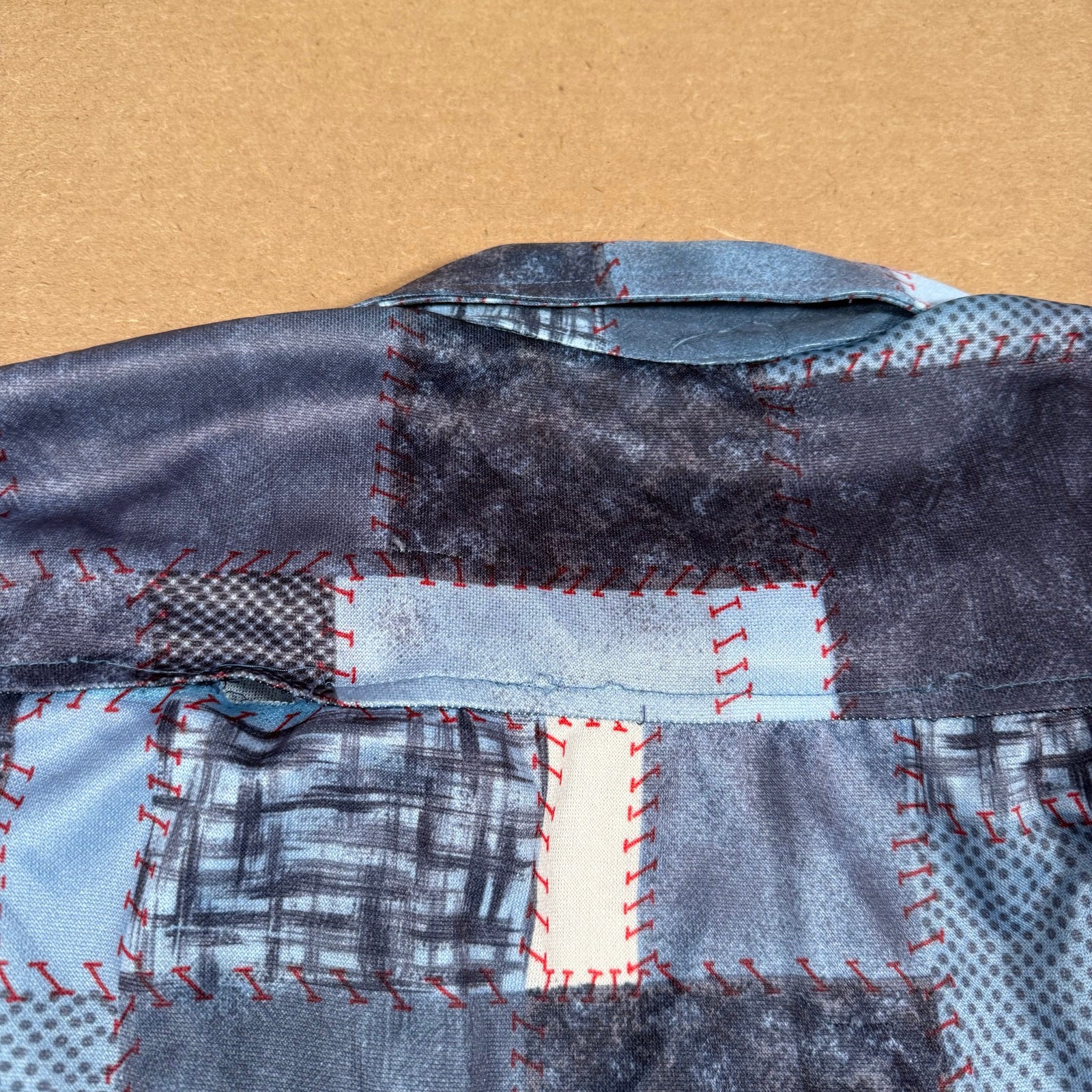 Vintage Ample Togs Patchwork Shirt Blue Quilted Style Button Front Women’s M