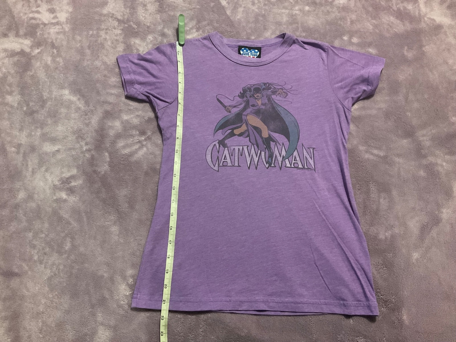 Junk Food Batman Dc Comic Catwoman Harley Quinn BatGirl Vintage T Shirt Top XS/S