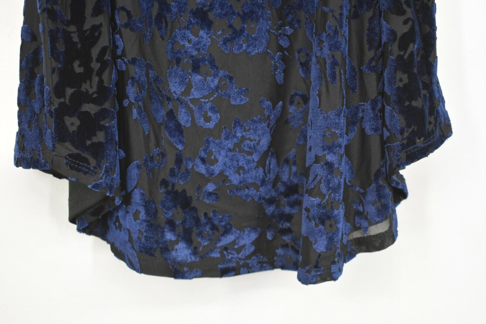 Gibson Womens Blue Sleeveless Tie-Up Neck Floral Flocked Velvet Halter Top XS
