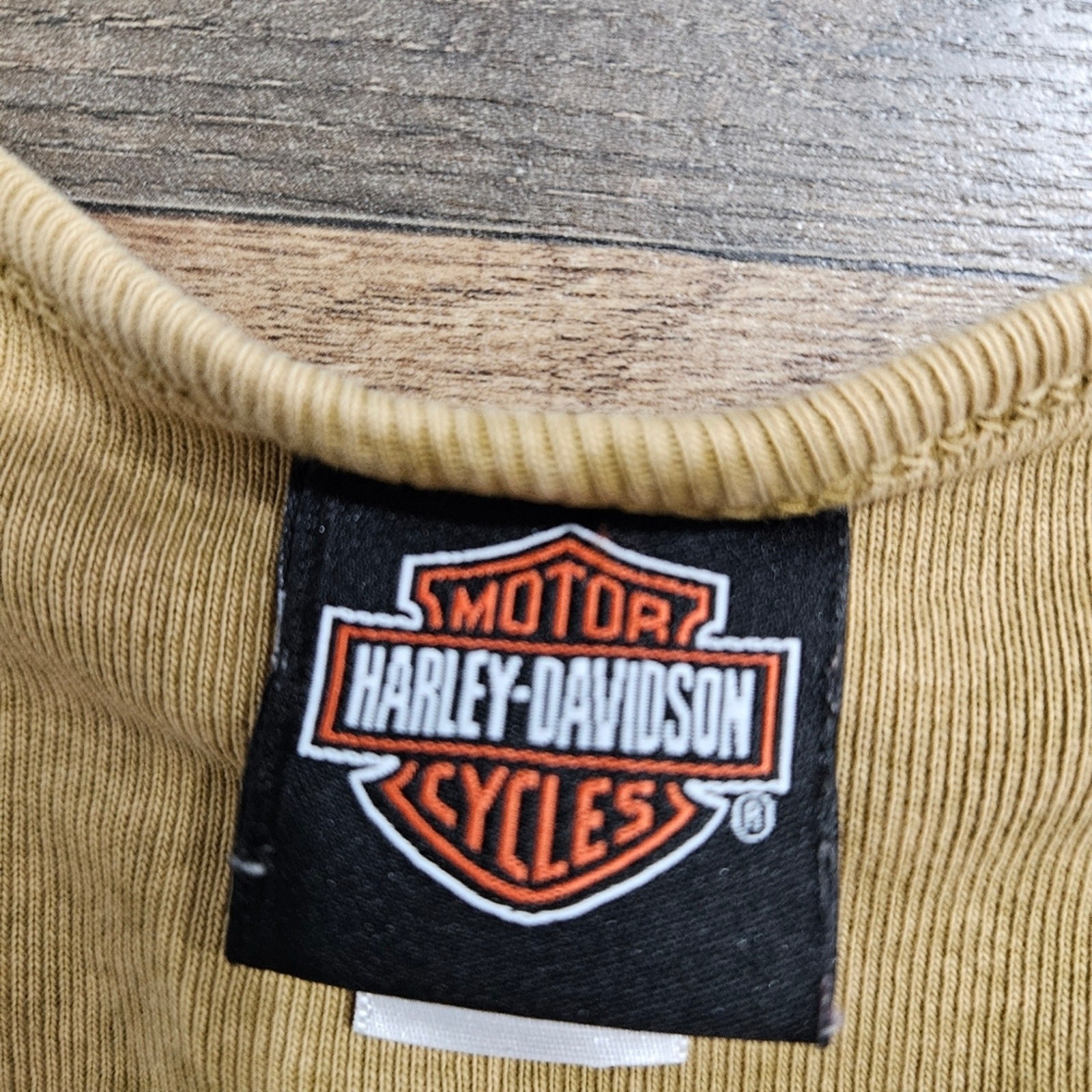 Harley-Davidson Long Sleeve V Neck Top Medium Eagle Graphic Bikercore Acid Wash