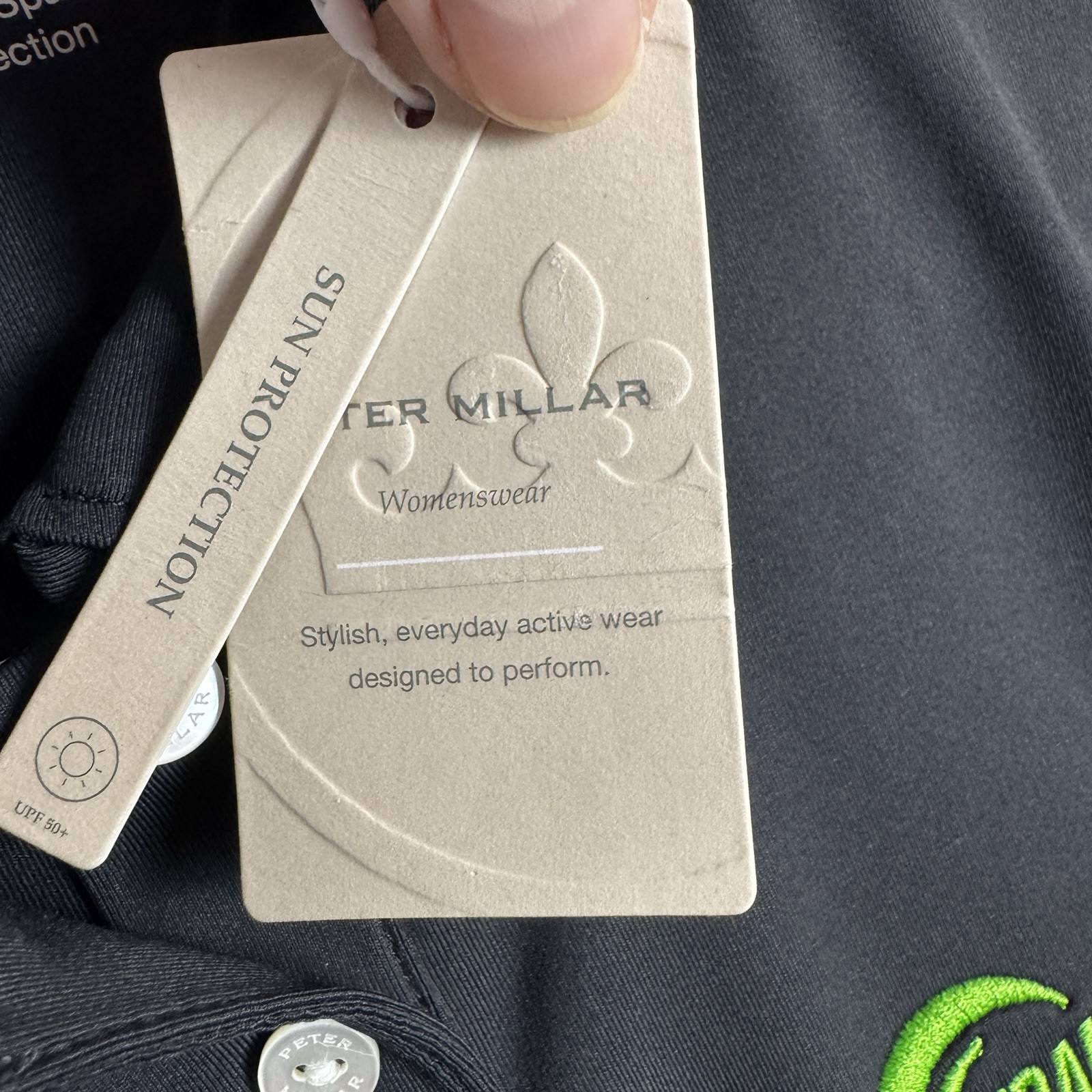 Peter Millar Performance Polo Shirt Womens L Large Black Frandevco Embroidered