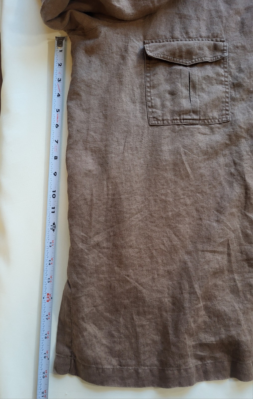 Linen Shirt Button Up Brown Lagenlook Earthy Vintage Women’s 20W *FLAW