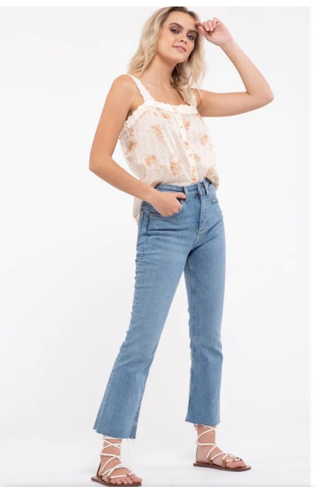 NWT E&M Boot Barn Floral Lace Sleeveless Women’s Small Ivory Boho Cottagecore