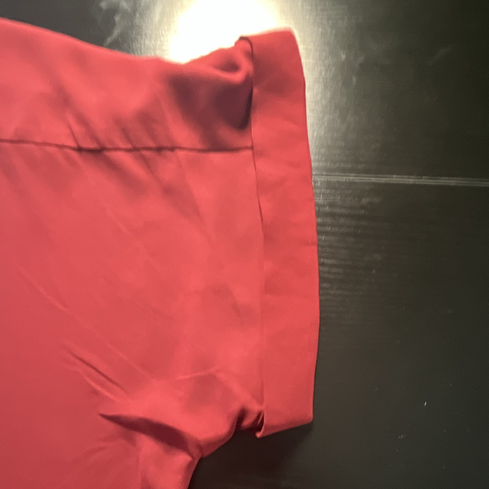 Maternity S Red Solid Round Neck Short Sleeve Polyester Pullover Blouse Top