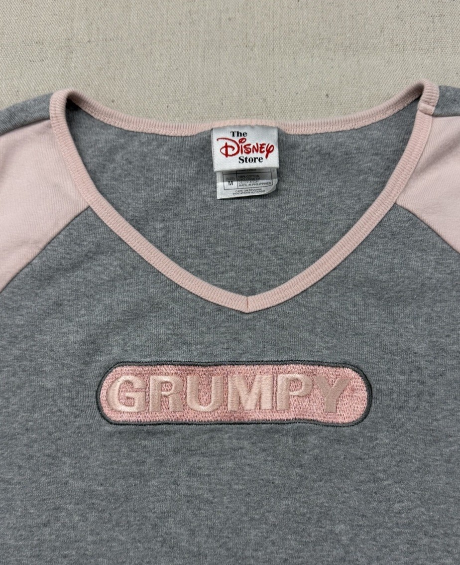 Vintage Disney Store Grumpy Tank Top Womens Medium Gray Pink