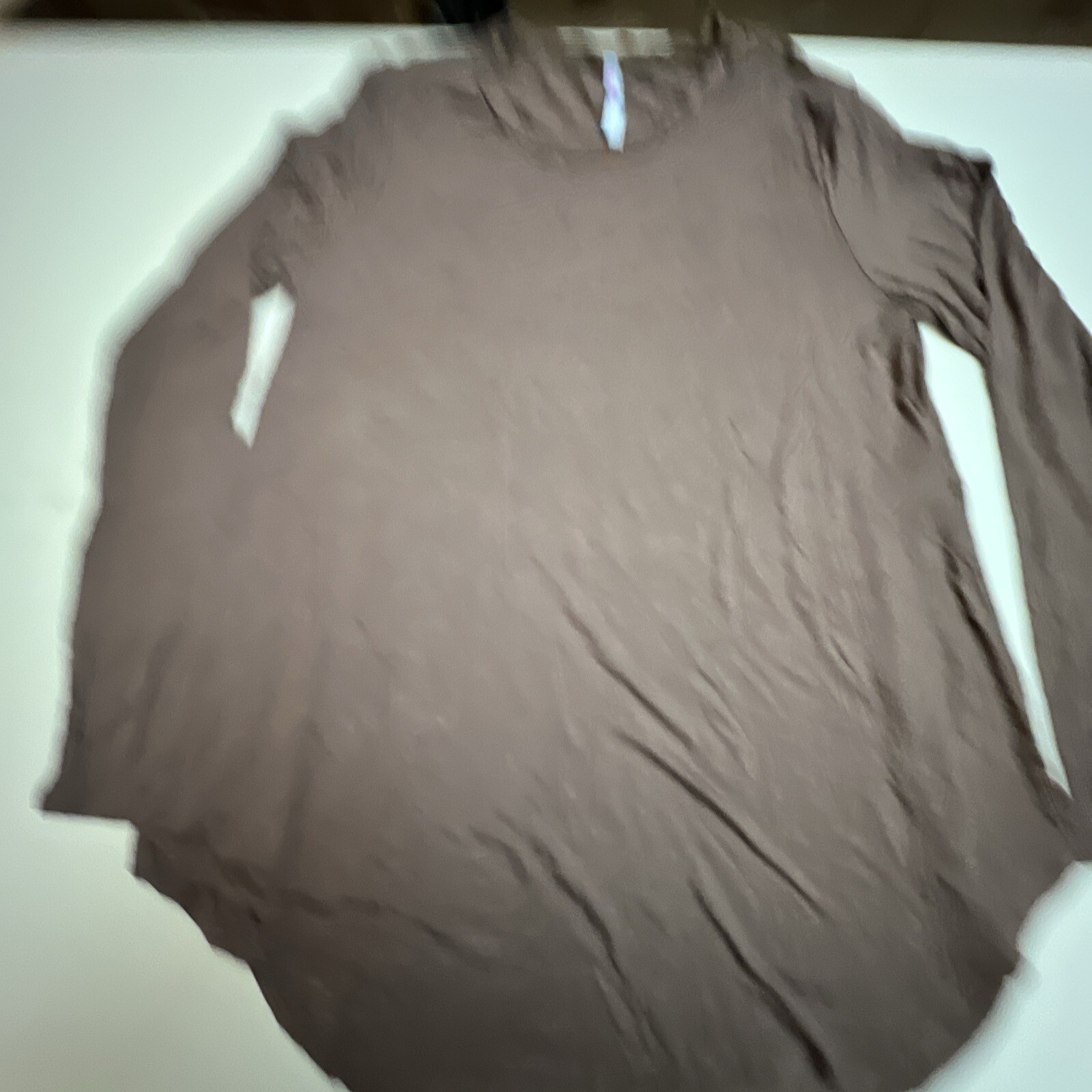 Azules T-Shirt Women’s Long Sleeve Crew Neck Brown Rayon Spandex Large