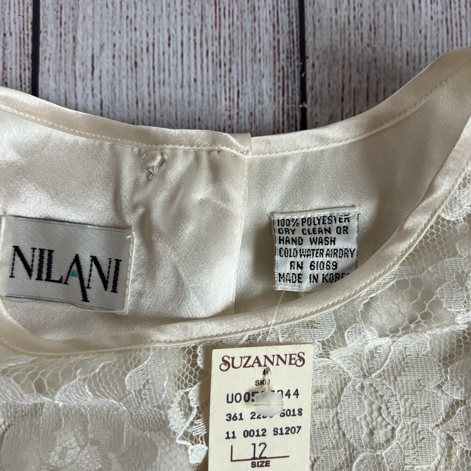 NILANI Vintage Satin & Lace Blouse Top 12 NWT
