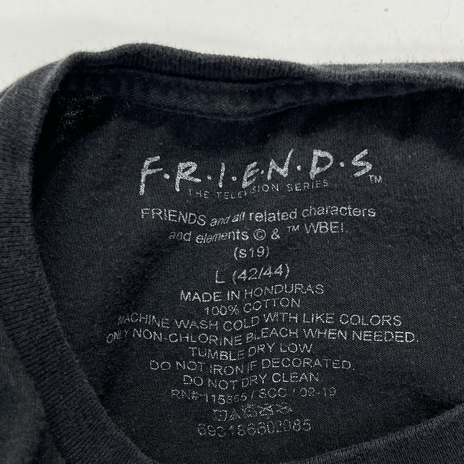 Friends T Shirt Large Black Short Sleeve Crew Neck Tee Womens 100% Cotton Jersey