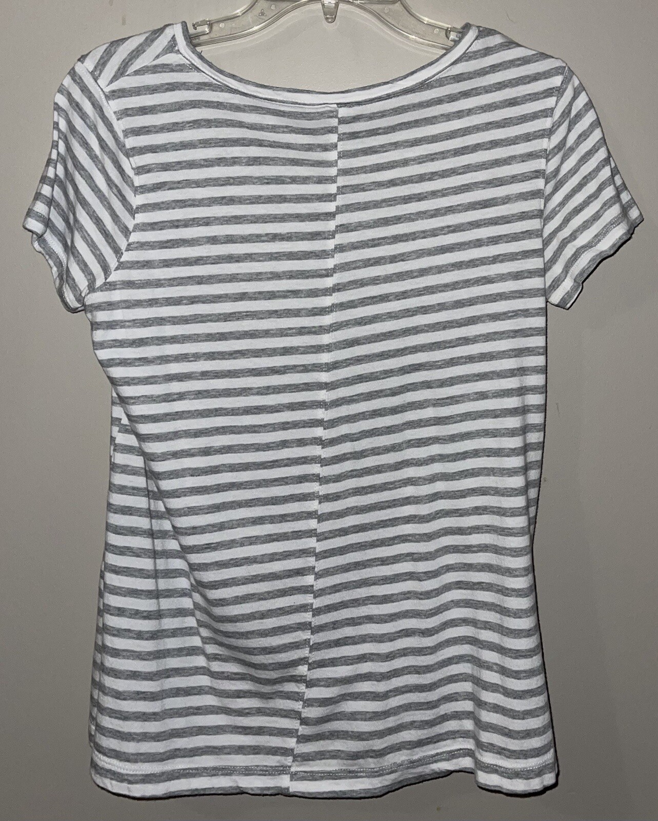 Women’s Cato Gray & White Striped T Shirt w Sparkle Blue Stars Size Small