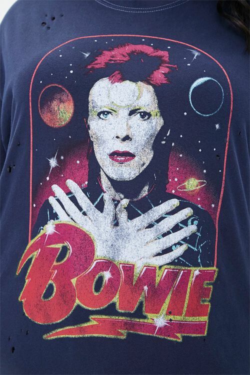 Bowie Womens Plus Size Bowie Retro Picture Vintage Style Navy Shirt New 1X, 2X