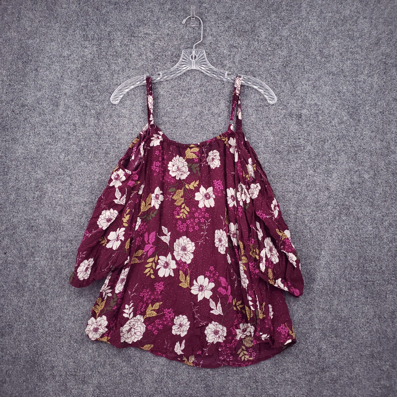 Torrid Top Womens 2 US 2X Plus Pink Challis Cold Shoulder Cami Floral Blouse