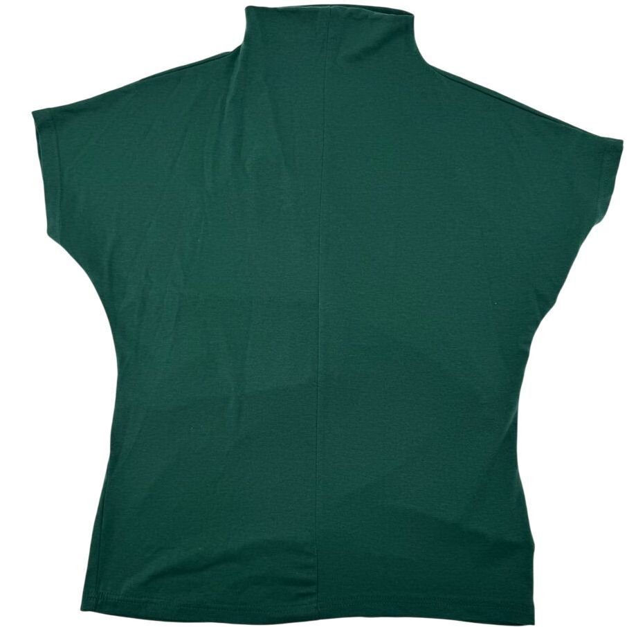Mock Neck Sleeveless Top Forest Green Blouse
