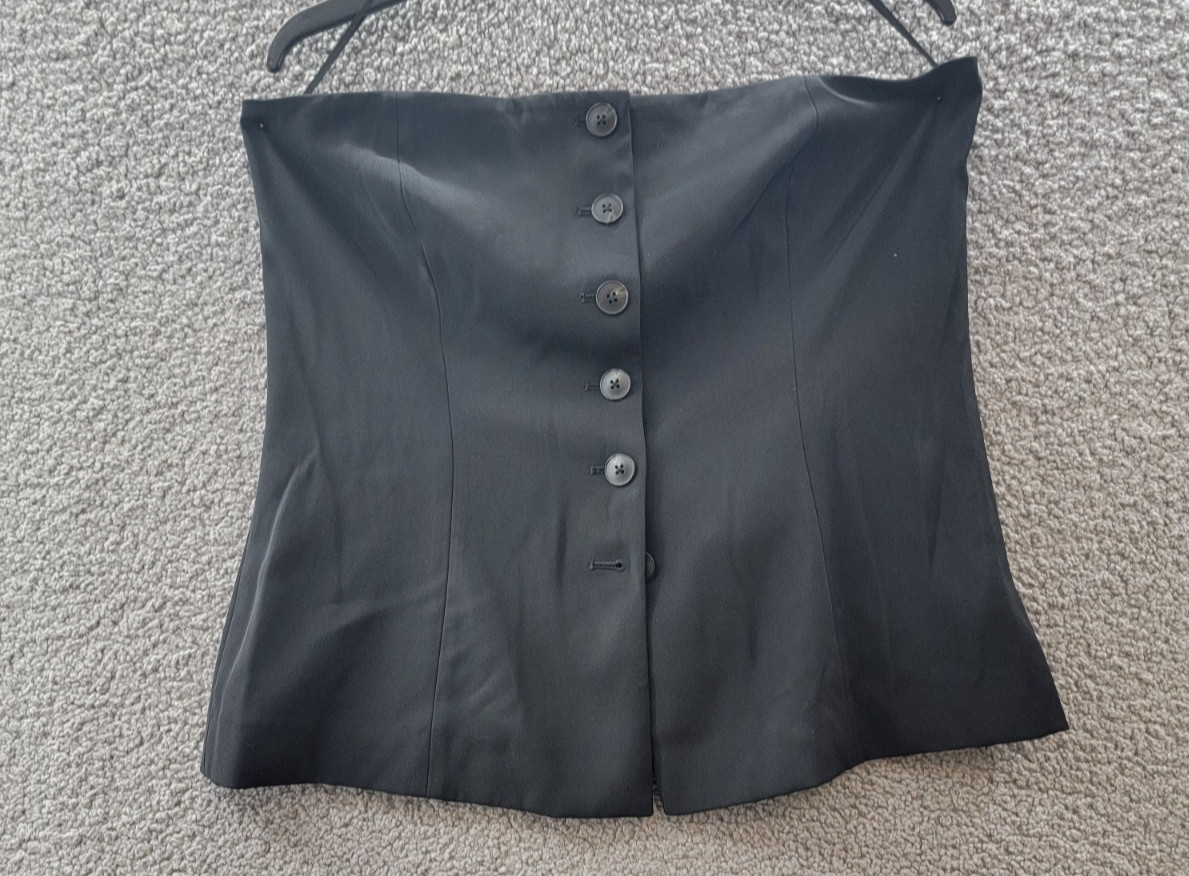 French Connection Harry Suiting Strapless Top Women’s 12 Black Button Closure