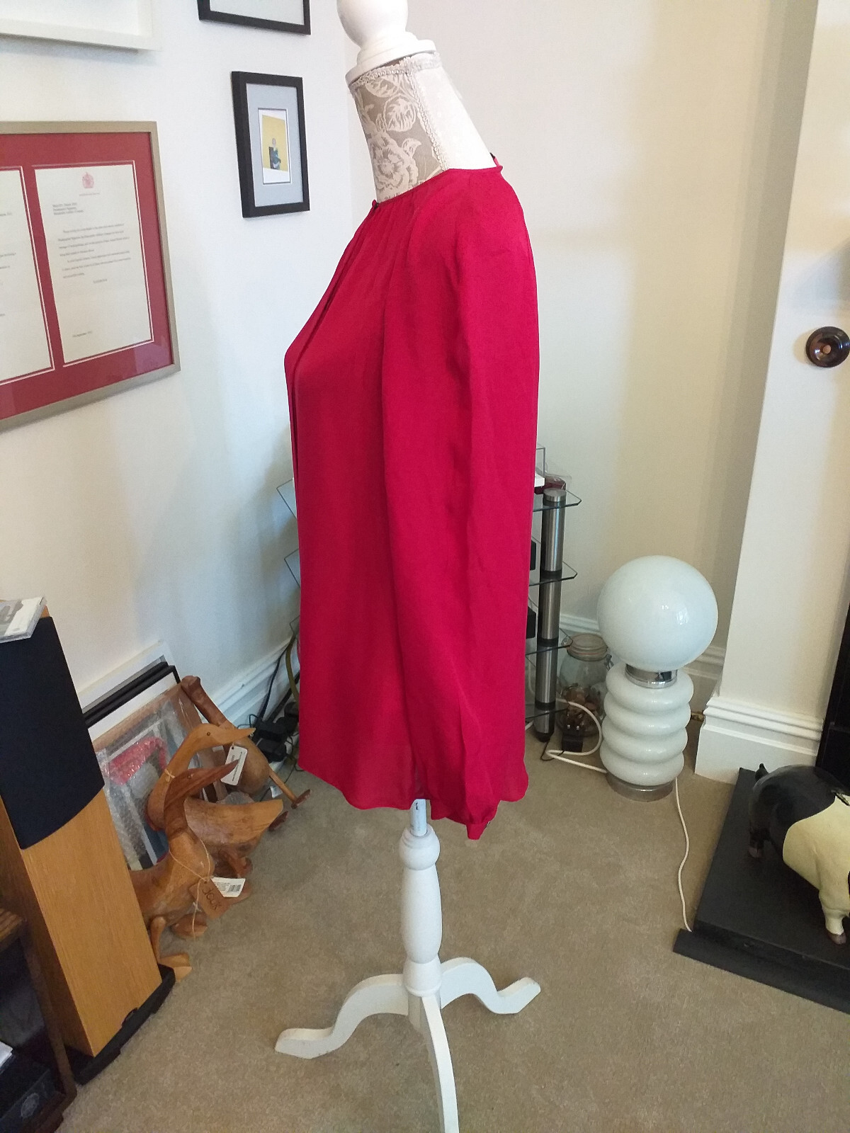Tamara Mellon red silk top blouse size 8