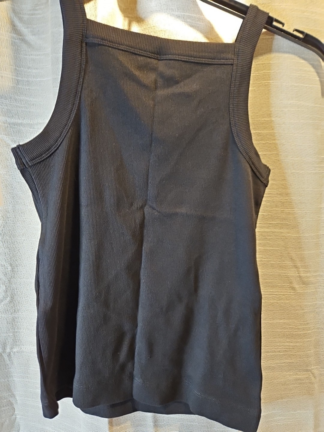 NEW LOFT Perfect Ribbed Square Neck Women Black Tank Top Small Style 751426