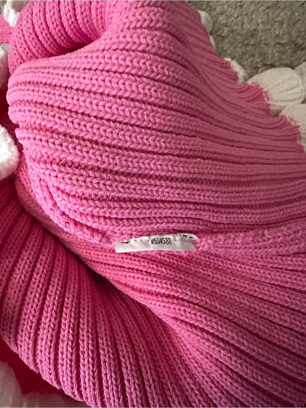 English Factory Ribbed Pink Knit Blouse With White Ruffle Trim Size Medium $75