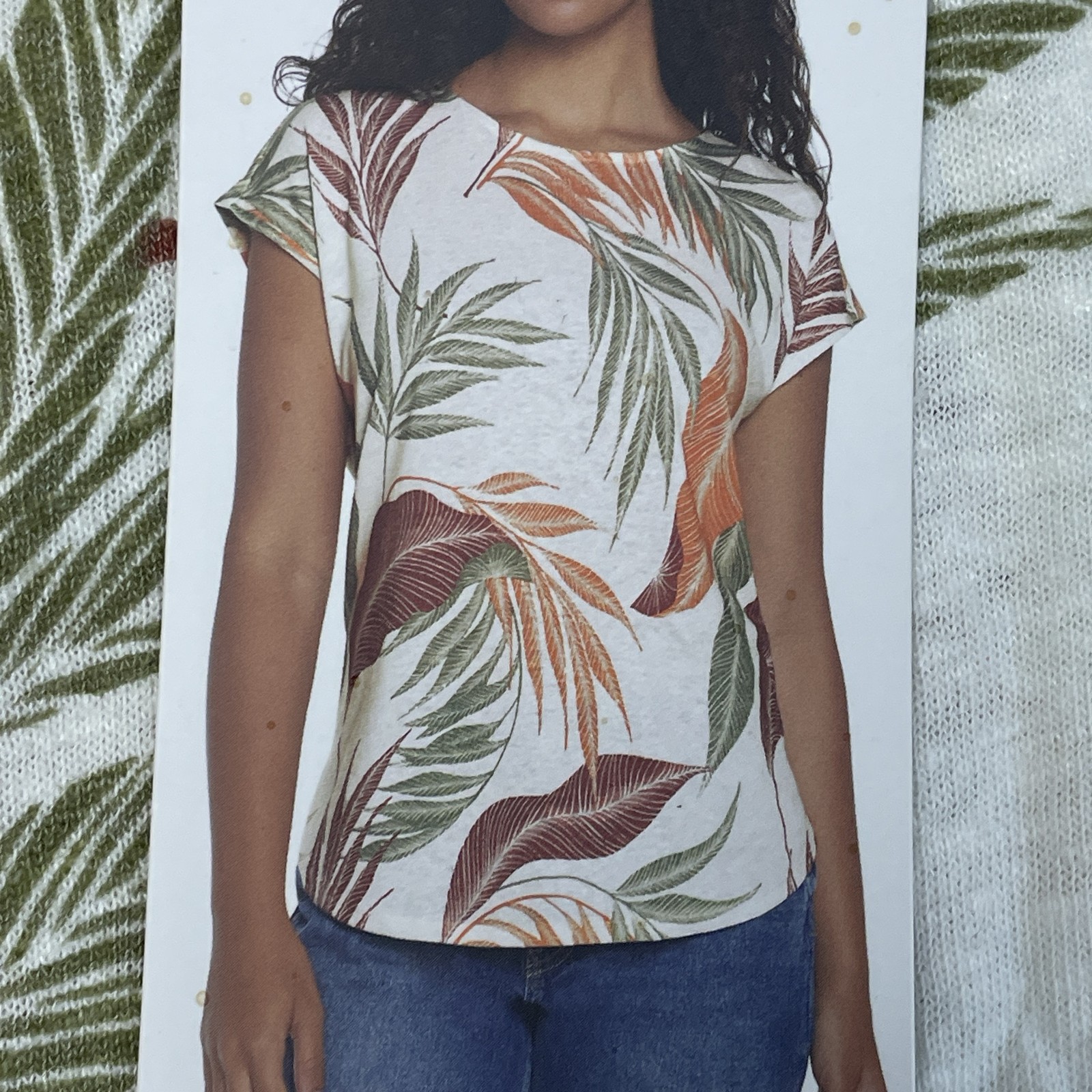 Orvis New Blouse Women’s Size L Linen Blend Multicolor a2003
