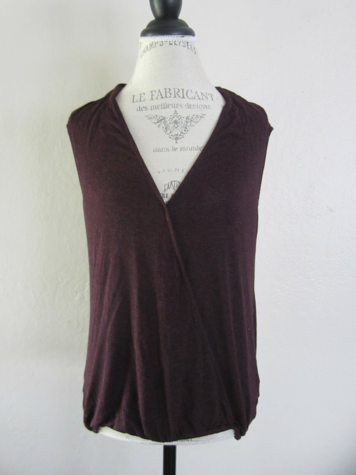 Anthropologie Ella Moss Burgundy Wrap Open Back Sleeveless Top XS EUC