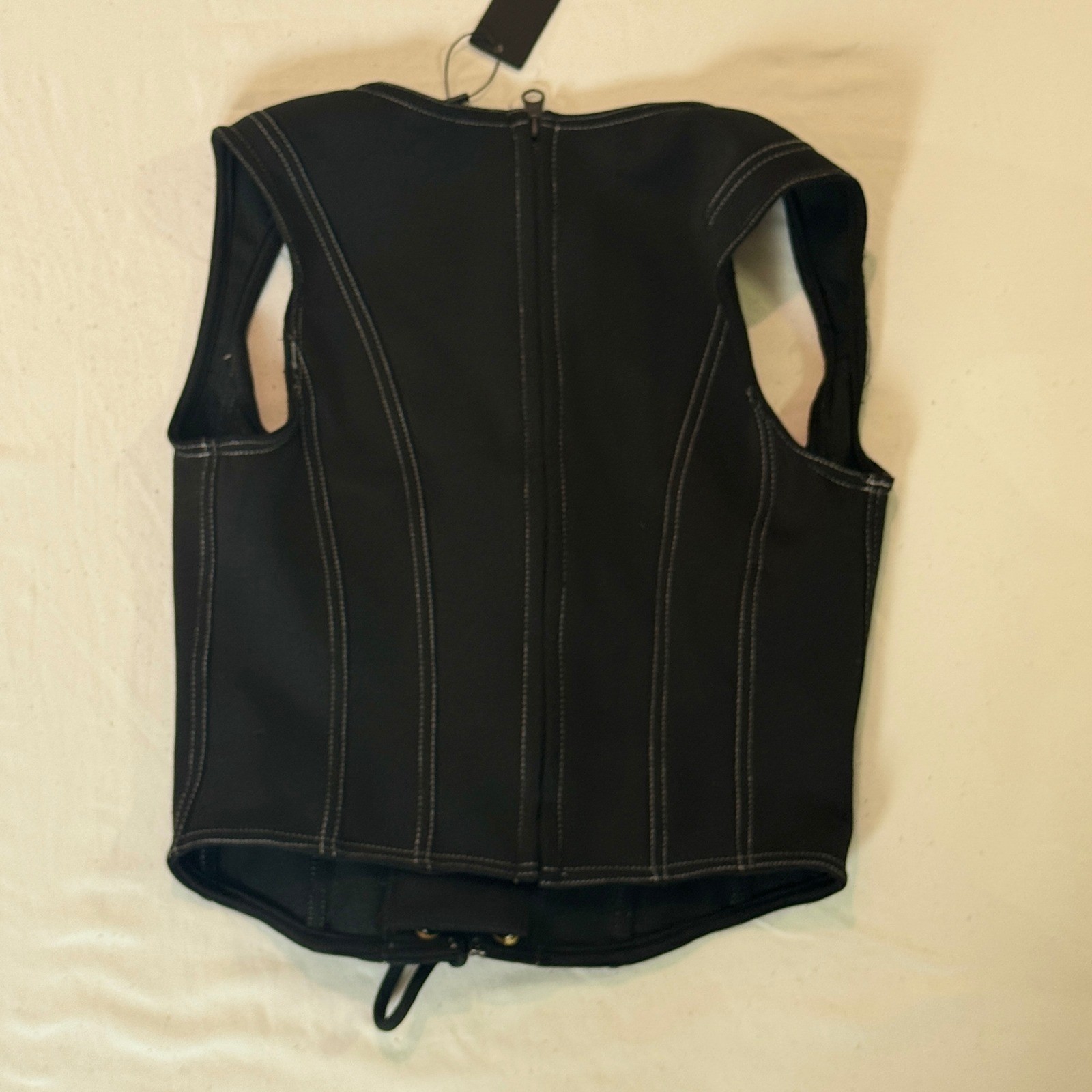 Fashion Nova Lace-Up Corset Top Black Contrast Stitch XS Y2K Goth NWT 27241