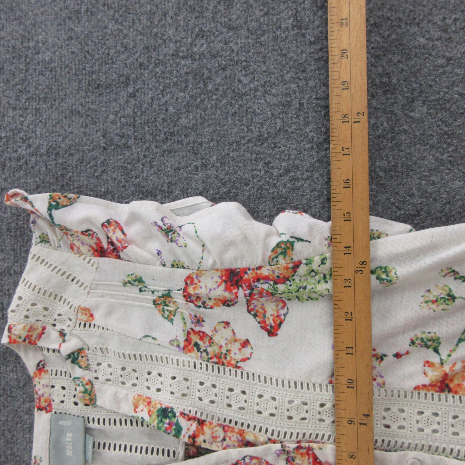 Maeve Blouse Womens XS Multicolor Floral Lace Ruffle Henley Sleeveless Top