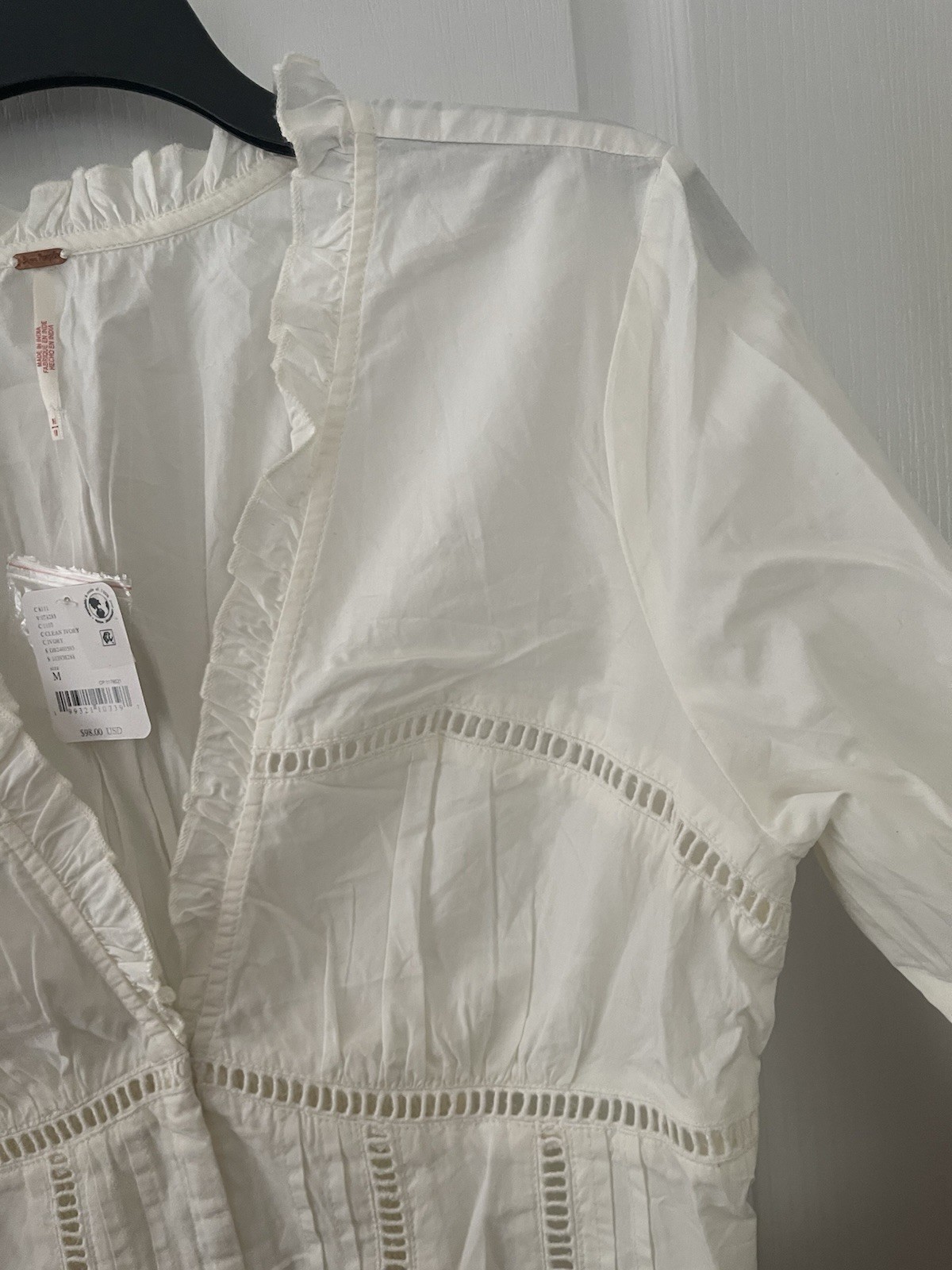 NWT $98 Free People Frankie Corset Cotton Top In Clean Ivory Size M