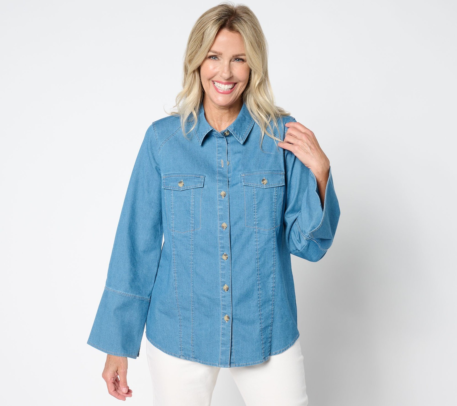 Gloria Vanderbilt Women’s Top Sz L Belle Boho by Kim Gravel Bracelet Blue