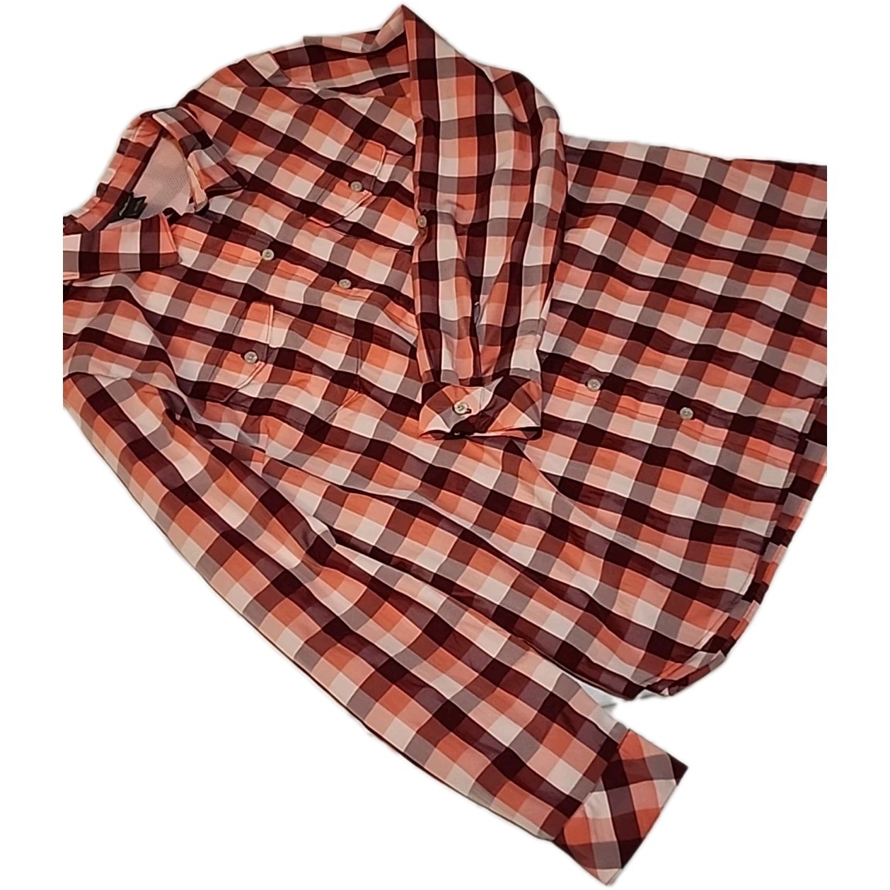 Eddie Bauer Vented Hiking Womens Shirt XL Red Checkered Long Sleeve Button Up R3